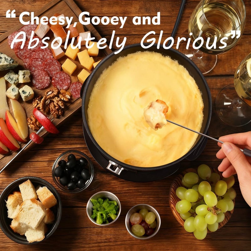 CUSIMAX 1300W Electric Fondue Set,2L Non-stick Pot Ideal for Melting Cheese,Chocolate,Oil,or Broth,Includes 8 Forks, 6 Food Cups,Removable Handle,and Measuring Cup for Enjoying Fondue Pot Parties - Image 2